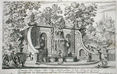 Theaterbrunnen in der Villa Aldobrandina, Frascati, um 1675, aus 