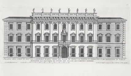 Ansicht der Fassade des Palazzo Chigi, Rom, entworfen von Matteo di Castello, Carlo Maderno (1556-1629) und Giovanni Bernini (1598-1680)
