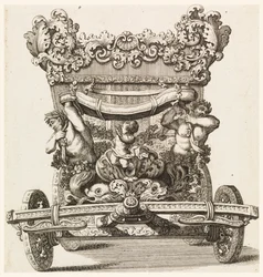 Vorderansicht der ersten Kutsche (1686 von Lord Castlemaine von Andrea Cornelly nach Ciro Ferri, 1687-1700
