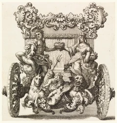 Rückansicht der ersten Kutsche von Lord Catelmaine, gebaut 1686 von Andrea Cornely nach Ciro Ferri (1634-1689)
