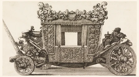 Seitenansicht der ersten Kutsche (1686) von Lord Castelmaine, gebaut 1686 von Andrea Cornely nach Ciro Ferri, 1687-1700