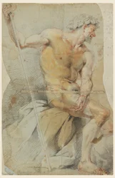 Studie eines nackten älteren Mannes, Bacchus oder einer seiner Gefährten