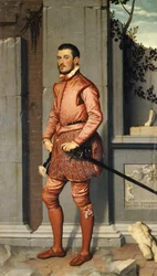 Porträt von Gian Gerolamo Grumelli, Ritter in Rosa, 216x123 cm