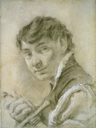 Porträt eines jungen Mannes mit einem Schwert, ca. 1735