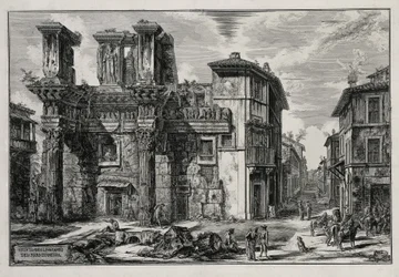 Ansicht der Überreste des Nerva-Forums in Rom (aus: Vedute di Roma)