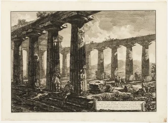 Innenansicht des Tempels, der angeblich Juno gewidmet war, aus Verschiedene Ansichten von Paestum