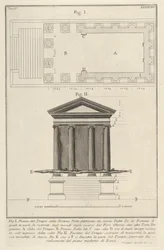 Plan und Fassade des Tempels der Fortuna Virilis, Tempio della Fortuna Virile, aus den s..., 1756.