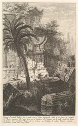 Überreste antiker Gebäude, darunter die Graburne von Marcus Agrippa ma..., ca. 1750