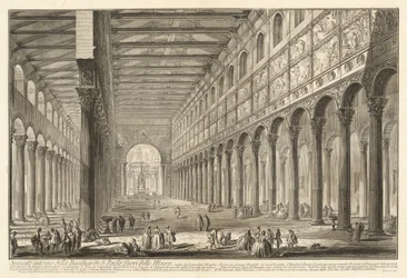 Innenschnitt der Basilika Sankt Paul vor den Mauern