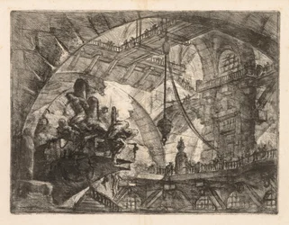 Die Gefängnisse: Eine riesige Galerie mit einer Gruppe von Gefangenen, 1745-1750