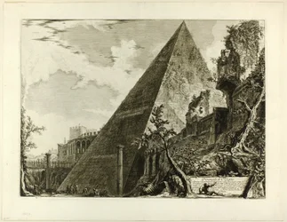 Die Pyramide des Gaius Cestius, aus Ansichten von Rom