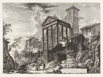 Ansicht des Tempels des Herkules in der Stadt Cora, zehn Meilen von Velletri entfernt, aus Vedute di Roma