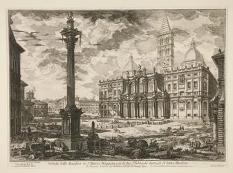 Ansicht der Basilika S. Maria Maggiore mit ihren zwei flankierenden Flügeln, aus Vedute di Roma