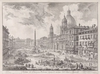 Ansicht der Piazza Navona über den Ruinen des Circus Agonalis, aus Ansichten von Rom