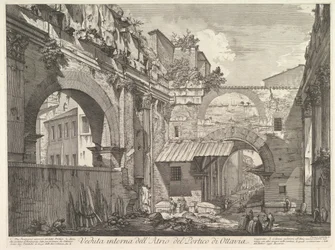 Innere Ansicht des Atriums des Portikus von Ottavia, 1760