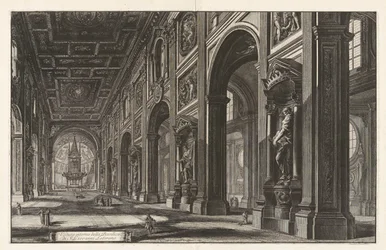Veduta interna della Basilica di S. Giovanni Laterano (Innenansicht der Basilika von San Giovanni Laterano), aus Vedute di Roma (Ansichten von Rom)