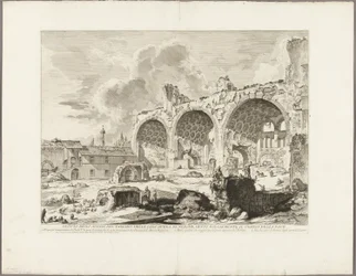 Ansicht der Überreste des Speisesaals des Goldenen Hauses von Nero, allgemein als Tempel des Friedens bezeichnet, aus Ansichten von Rom