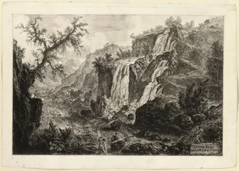 Ansicht des kleinen Wasserfalls und der Stromschnellen, Tivoli, aus Ansichten von Rom