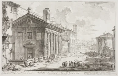 Ansicht des Tempels der Fortuna Virilis, jetzt die armenische Kirche S. Maria Egizziaca, ca. 1760-78 (Radierung)