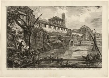 Ansicht der antiken Struktur, die von Tarquinius Superbus gebaut wurde, genannt Bel Lido, und wie andere von Marcus Agrippa zur Zeit des Augustus gebaut, als er alle Abwasserkanäle zum Tiber reinigte, aus Ansichten von Rom