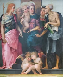 Madonna auf dem Thron mit Heiligen, Altarbild des Krankenhauses Santa Maria Nuova