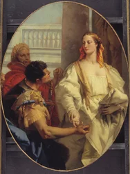 Latinus bietet seine Tochter Lavinia Aeneas zur Ehe an