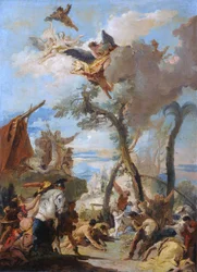 Die Hebräer sammeln das Manna in der Wüste (Skizze)