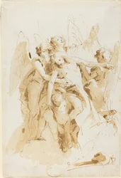 Die heilige Maria Magdalena von Engeln emporgehoben
