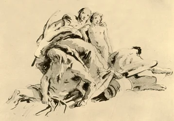 Junge Frau mit Junge, Flussgott und Satyr, Mitte 18. Jahrhundert, 1928