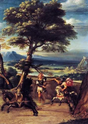 Landschaft mit Absalom, verwundet durch Joabs Speer, von Giovanni Battista Viola