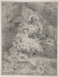 Die Geburt Christi mit Gott dem Vater, der Taube des Heiligen Geistes und Engeln, c.1645