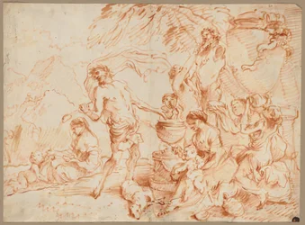 Bacchanal vor einem Herm