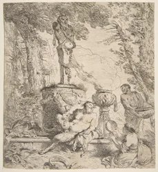 Bacchanal vor einem Altar der Götter