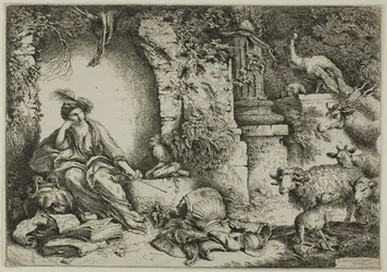 Circe mit den Gefährten des Odysseus, die in Tiere verwandelt wurden