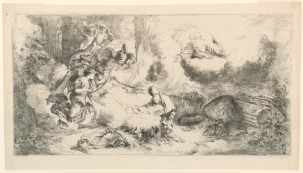 Jungfrau und Kind mit Gott dem Vater und Engeln