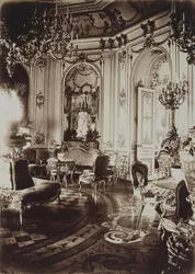Der Stroganov-Palast in Sankt Petersburg. Ovales Wohnzimmer, 1860er Jahre