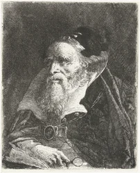Alter Mann mit Buch und Lupe (Sammlung von Köpfen)