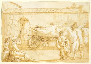Bauern mit einem Bauernwagen, ca. 1790