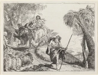 Die Flucht mit Joseph im Vordergrund