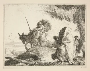 Die Heilige Familie zwischen zwei Engeln, aus der Serie Idee pittoresche sopra la fuga in Egitto (Flucht nach Ägypten)