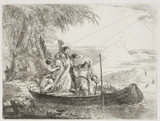 Die Heilige Familie betritt das Boot mit Hilfe der Engel, Platte sechzehn aus Die Flucht nach Ägypten