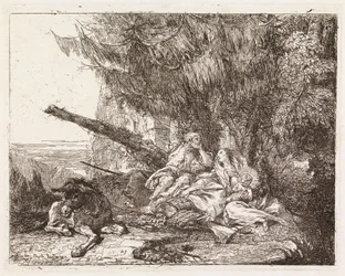 Die unter einer Tanne rastende Heilige Familie (Die Flucht nach Ägypten XXIII)