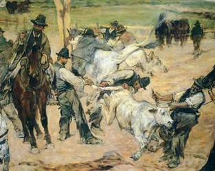 Brandmarkung junger Stiere in der Maremma (Detail)