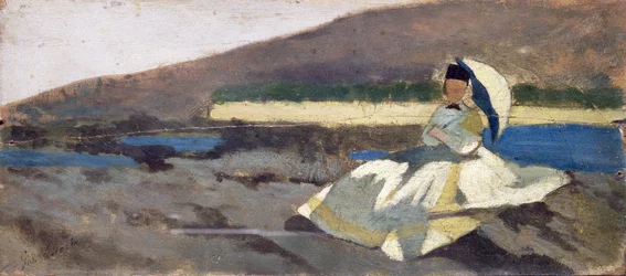 Sitzende Dame in Landschaft