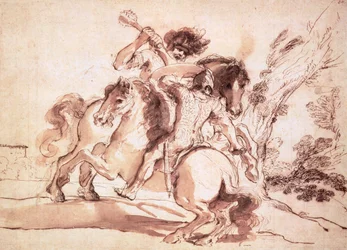 Zwei Reiter kämpfen