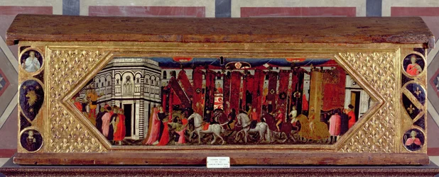 Cassone dekoriert mit einer Szene des Palio von S. Giovanni