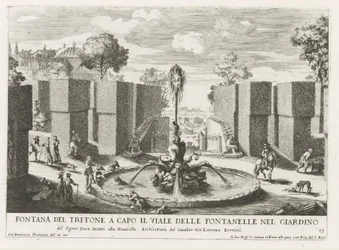 Brunnen mit Triton in den Gärten der Villa Celimontana in Rom