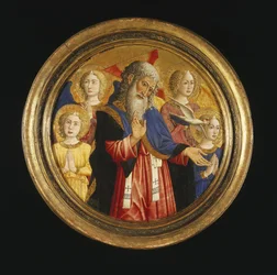Gottvater mit vier Engeln und der Taube des Heiligen Geistes, ca. 1460