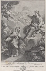 Heilige Margarita von Cortona, kniend vor Christus, nach Pietro Andrea Pucciardi..., ca. 1702-1741