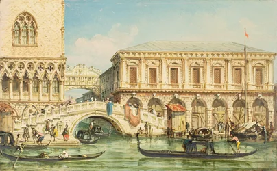 Ansicht des Dogenpalastes, der Seufzerbrücke und des Gefängnisses